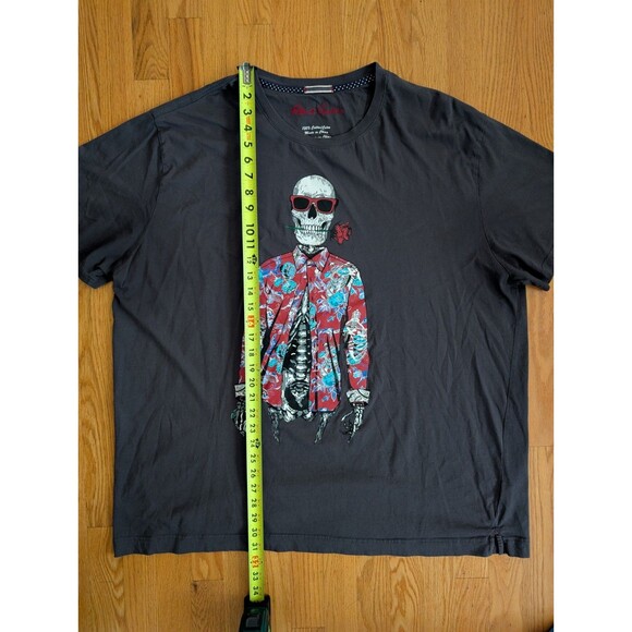 Robert Graham Running on Empty Graphic Tee Shirt Charcoal Men 3XL Skull Skeleton - Picture 9 of 9